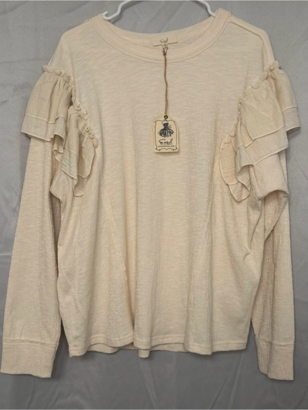 Easel - Cream Ruffle winged sweater